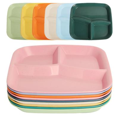 China Plato de comedor de 3 compartimentos reutilizable Lavavajillas de microondas sin BPA Fibra de trigo segura PP en venta