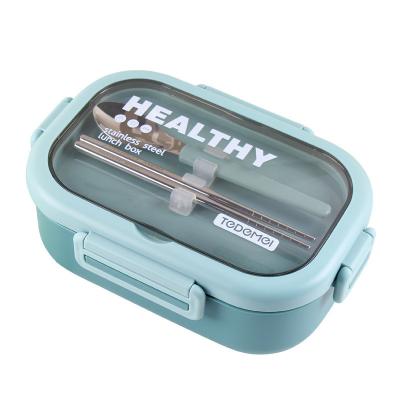 China Metal Bento Lunch Box Stainless Steel Leakproof 2-Compartment Bento Lunch Box for sale