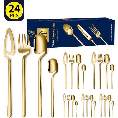 China Stainless Steel Cutlery Set 24 Piece Wall-mounted Tableware Set Western Restaurant Hotel Set Gift Box for sale