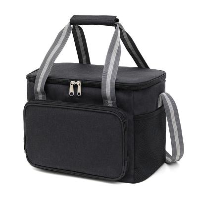 China Customized Thermal Lunch Bags 15L Oxford Cloth Outdoor Cooler Bag Black for sale