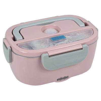 China Leakproof Electric Lunch Box With 1.5L Stainless Steel Food Heater Grey Pink for sale