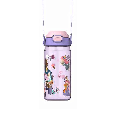 China 600ml Spill Proof Cartoon Animal Print Herbruikbare PC Straw Cup Voor Terug naar School Te koop