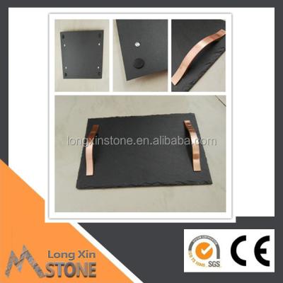 China Waterproof disposable slate cheese board with copper handles for sale