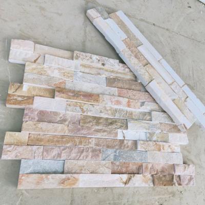 China Nice Modern Beige Rough Edge Slate Stone Wall Panels In Z Shape With Interlocking for sale