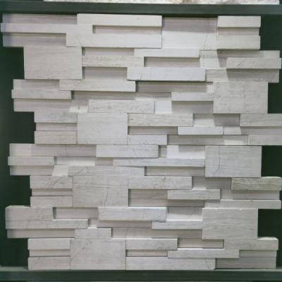 China Modern White 3D Vein Marble Z Shape Stacked Stone Wall Panels With Interlocking for sale