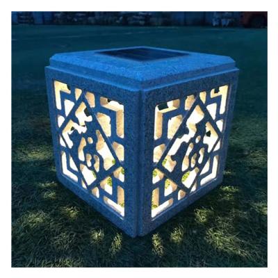 China Natural Granite Modern Solar Powered Stone Garden Lantern for sale