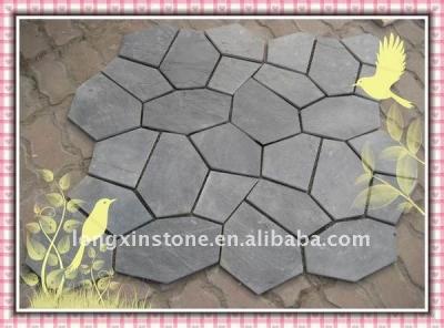 China Indoor Outdoor Random Stone Pattern Black Slate Flooring Tiles /walkway Floor Tiles for sale