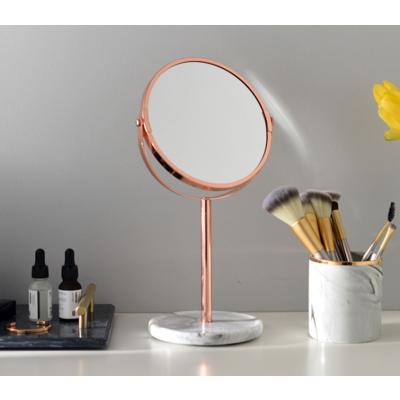 China China Home Decoration Stand Table Natural White Marble Stone Base Makeup Mirror for sale