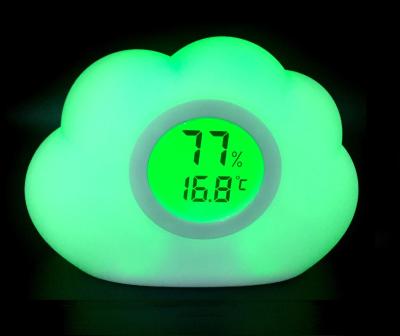 China Night Light with Thermometer EN71 Approved Cloud Baby Night Light with Hygrometer LED Thermometer Nightlight Thermometer for Kids for sale