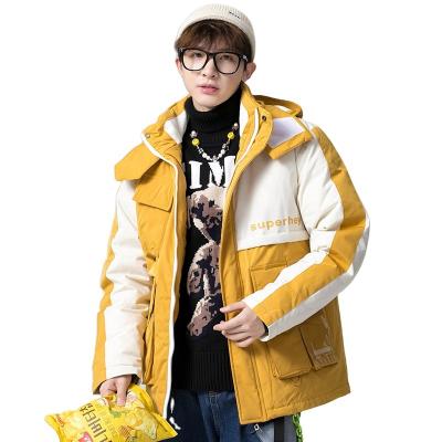 China Solid Color Breathable Warm Design Male Street Wear Jacket With Padded Hood Men Down Color Stripper Splice Jackets for sale