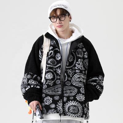 China New fashion breathable men outwear coats floral pattern to keep warm body skin care lambswool coats for winter for sale