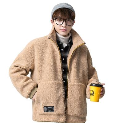 China Good Quality Breathable Winter Windproof Men Wear Coats Zipper Up Comfortable Lambswool Coats for sale