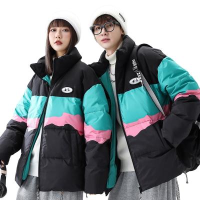 China Oversized Duck Down Padded Puffer Couple Winter Skin Care Print Breathable Coat Outdoor Custom Color for sale