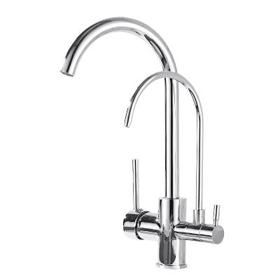 China 3 Way Single Water Faucet 3 Way Kitchen Faucet Fapully Kitchen Sink Faucet Movable Handle 3 Way Faucet Chrome Double for sale