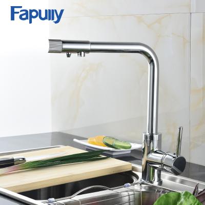 China Double Faucet Fapully Torneira Monocomando, Kitchen Sink Faucet 3 Way Water Purifier Kitchen Sink Faucets Luxury Double Handles Handles for sale