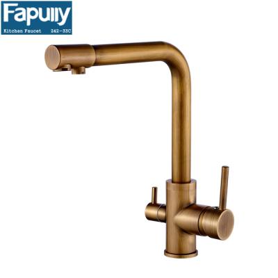 China Hot Selling Fapully Kitchen Faucet High Quality Copper Faucet Kitchen Faucet 3 Way Drinks Brass Water Faucet Electric Faucets for sale