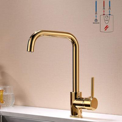 China Low Pressure Thermostatic Gold Fapully Faucets Stream Mixer Taps Single Lever Kitchen Sink Faucet for sale