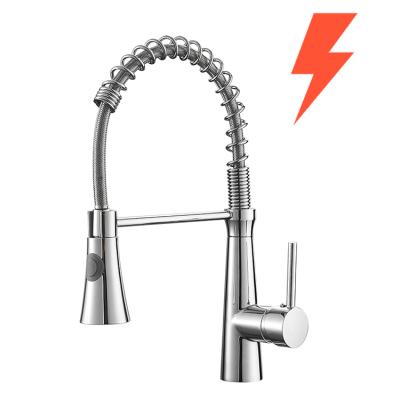 China Hot Selling Thermostatic Faucets FAPULLY Low Pressure Plating Taps Spiral Spring 360 Rotating Sink Kitchen Faucet for sale