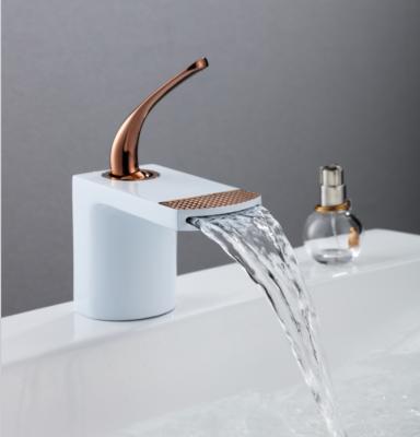 China Fapully Basin Taps Electric Modern Mixers Taps Solid Brass Waterfall Bathroom Mixer Tap Press Control Health Water Faucet Faucet for sale