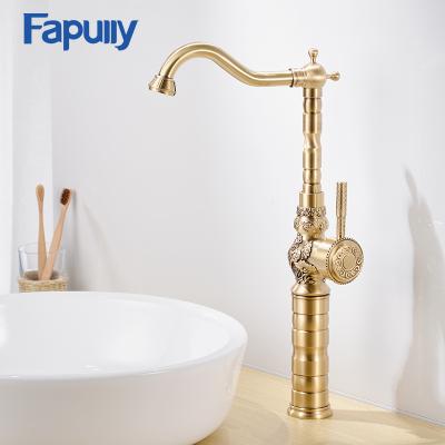 China Fapully Europe Style Faucets Luxury Antique Style Bathroom Faucet Metered Antique Bronze Basin Faucet for sale