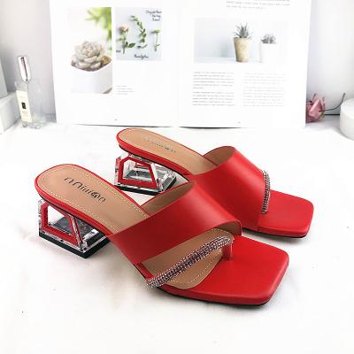 China Hot Wholesale Fashion Trend Luxury Sandals For Women Trendy Repliate Heels Brand Designer Custom Slippers 2022 Summer for sale