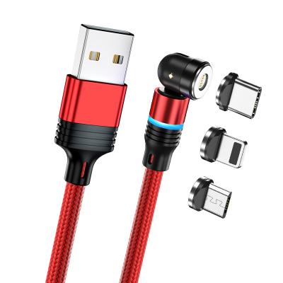 China Hot-selling Mobile Phone 1m / 2m Nylon Braiding Led 3 In 1 Usb Magnetic Cable for sale