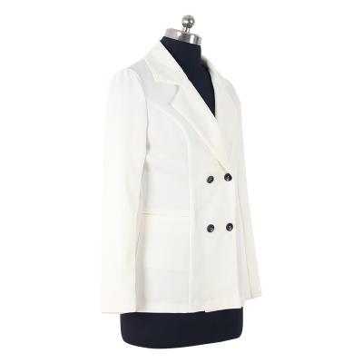 China New Anti Wrinkle Ladies Anti Wrinkle Even Wear Casual Loose Short White Women Double Breasted Suit Office Jacket Blazers Sheath Long Ladies for sale