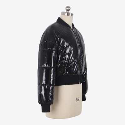 China Winter solid raincoat waterproof down coat women bubble cropped tracksuit for outwear waterproof shiny black oversized zipper pull jacket for sale