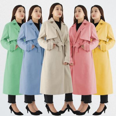 China Anti-Wrinkle Anti-Wrinkle Wool Fashion Warm White Winter Long For Women Wholesale Female Shearling Woolen Coat for sale