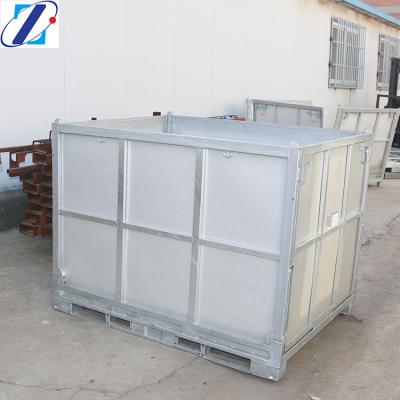 China Single Faced Collapsible Steel Stackable Pallet Box For Raw Material Storage for sale