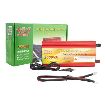 China Sunchonglic Home Appliance On-Grid System Modify Sine Wave 12v 220v 2000w 2000va Off Grid Power Inverter With Battery Charger for sale