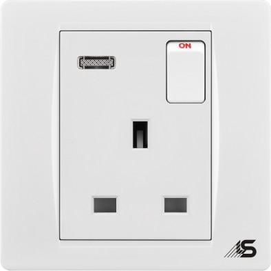 China New Design 13a DP Wall Switch Socket High Quality Series UK Easy Installation Electrical Wall Socket With Neon for sale