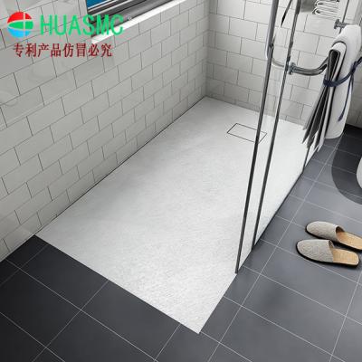 China ADA SMC EUROPEAN Slate Stone Solid Exterior Shower Tray European White Finish Shower Base Center Drain for sale