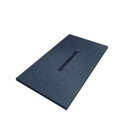 China SMC EUROPEAN Finish Slate Stone Solid Surface Shower Tray European Black Shower Base Center Drain for sale