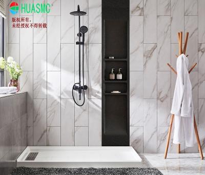 China Modern Simple High Quality SMC Bathroom Shower Pan Non-Slip White Shower Threshold Base for sale