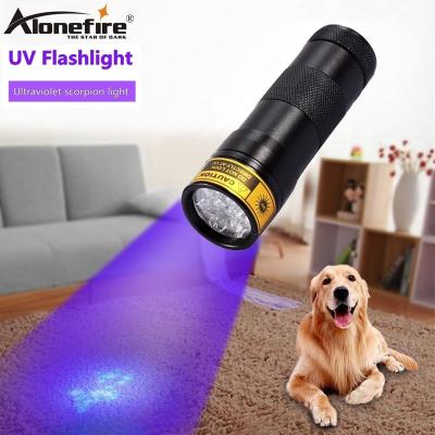 China ALONEFIRE 12 Industrial 395nm Mini Portable Instant Light Hotel UV Detector Silver Silver Led Flashlight Cat Dog Pet Urine Travel AAA Lamp Battery for sale