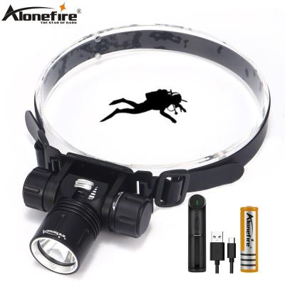 China Camping Alonefire DV42 XM-L2 Led Headlamp 100m Underwater Headlight Dive Head Light Torch Flashlight 18650 Diving Battery for sale