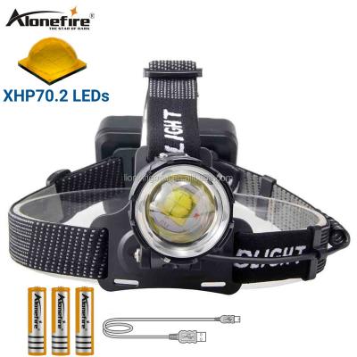 China Alonefire HP39 P70.2 LED High Power Zoom Headlight Aluminum Ultra Smart Patrol Camping Fishing Hunting Miners Powerful Headlight for sale