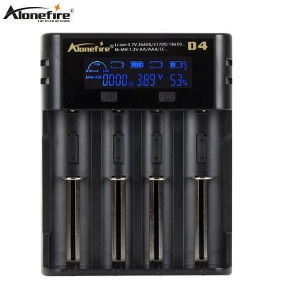 China Alonefire D4 Smart 26650 Battery Standard 18650 Charger 21700 Battery LCD Screen Display USB 4 Slots Charging Smart 2A AA D.C.A. Fast Charger for sale