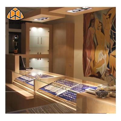 China Customized Wooden Jewelry Shop Jewelry Store Glass Display Cabinets With Glass Doors for sale