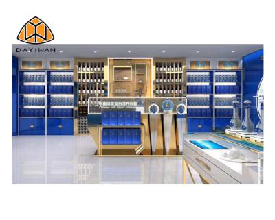 China Wholesale Customized Liquor Store Shelving Supplies Wooden Wine Display Rack Wine Bottle Gondola Display for sale