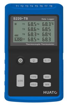 Chine Enregistreur de données de la température de la Manche de Huato S220-T8 8, lecteur multi de thermocouple de la Manche à vendre