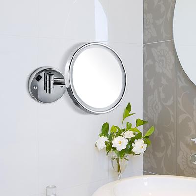 China New Bathroom Folding Wall Mount Lighted Led Movable Mirror With Light For Hotel Bathroom Black Nickel Color Gmr830 for sale