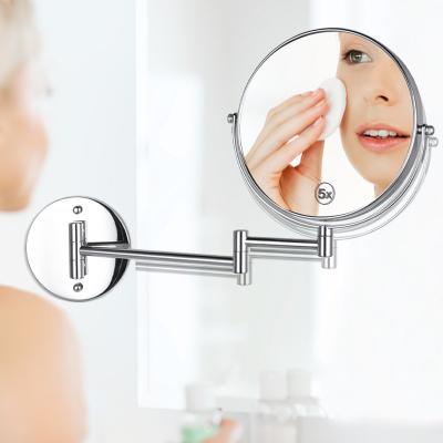 China Hotel Double Sides Magnifying Metal Magnifying Shaving Wall Mounted Bathroom Mirrors GMJ833 for sale