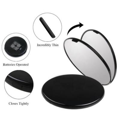 China Hot Selling Amazon Lighted 2 Sided Double Sided Popular Handheld Pocket Led Vanity Mirror Gift For Beauty Makeup for sale