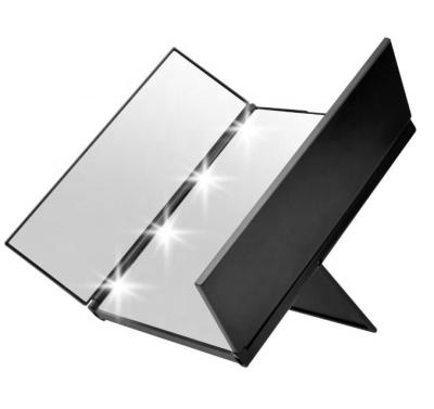 China Vanity LED Cosmetic Mirror Triple Sides Foldable Desktop Cosmetic Mirror for sale