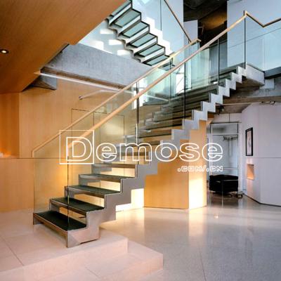 China Customized Height U Shape Staircase Double Plate Indoor Residential Wood Railing For Indoor for sale