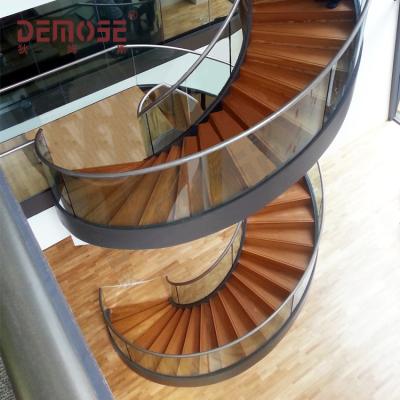 China space saving best selling glass spiral staircase wood staircase for sale