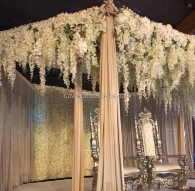 China Long white silk wisteria artificial flower for wedding decoration high quality white silk wisteria artificial long flower for wedding decoration for sale