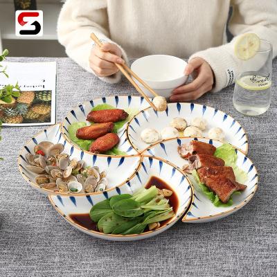 China Egrand Moon Shape Family Dinner Reunion Saucer Tray Porcelain Combination Dish Stocked Ceramic Tableware Set for sale